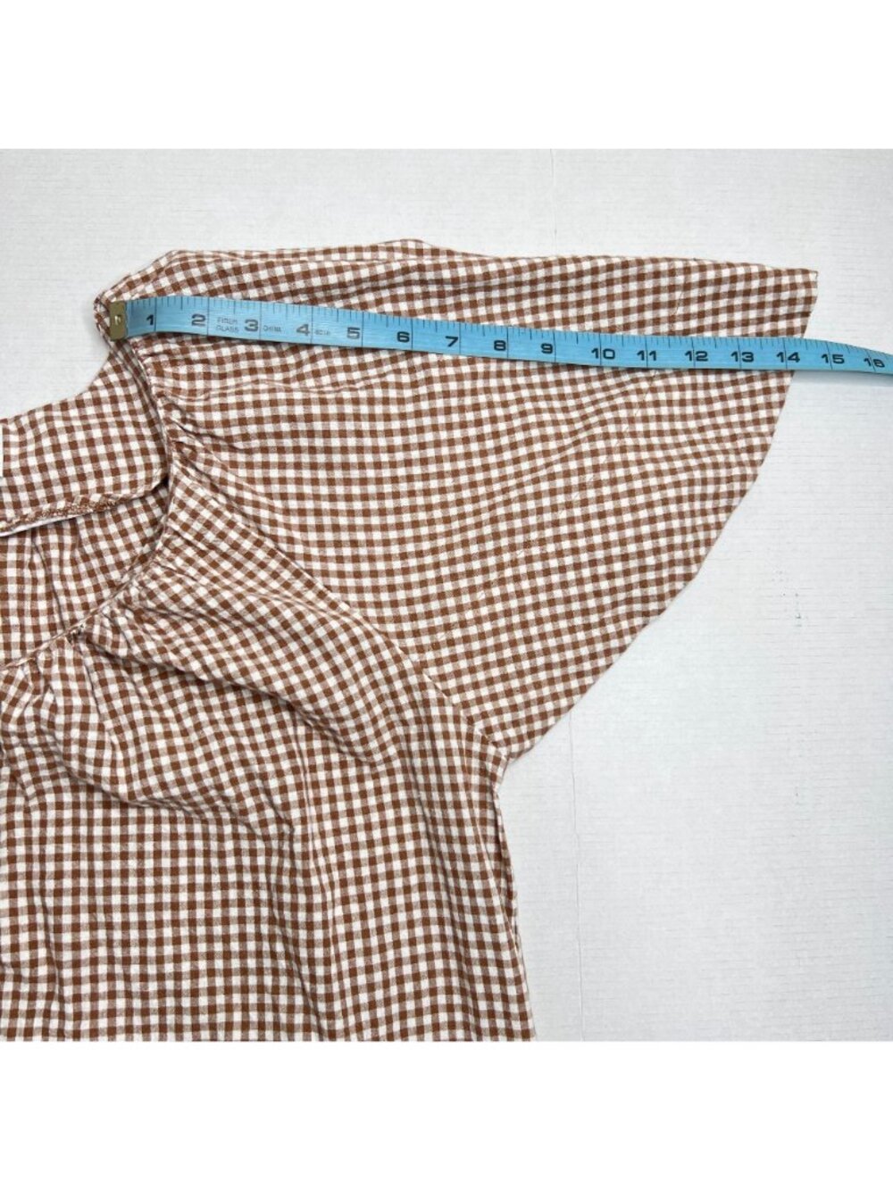 Tuckernuck Studio McGee Gingham Mini Finn Dress Cotton Brown Plaid Shift Large - Picture 11 of 16
